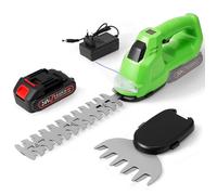 Taille-haie et cisaille à gazon sans fil 2 en 1 21 V sans balais avec 2 batteries et chargeur, léger et sans fil