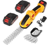 Taille-haie et cisaille à gazon sans fil - Tondeuse 2-en-1 - Sans fil - Coupe-bordures - Compacte et à main - Jaune