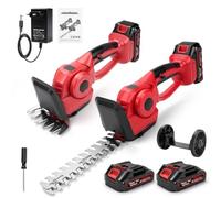 Taille Haie Et Cisaille A Gazon sur Batterie, 2 en 1 Mini Taille Haie sans Fil Et Taille-Herbes avec 2 Lames 220mm(Arbustes) /135mm(Herbe), Sculpte-Haies Et Taille-Herbes avec 2* Batterie 1500mah 21