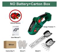Taille-haie et sécateur 2-en-1 - Sans fil - Lame de 22 cm - Double tranchant - Compatible 18 V - Sans batterie - Vert