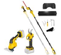 Taille-haie et sécateur électrique sans Fil 5-en-1 avec Manche télescopique Compatible Batterie DeWalt 20V, Longueur réglable 100-200cm, tête pivotante 0-180°, sécateur électrique pour Jardin