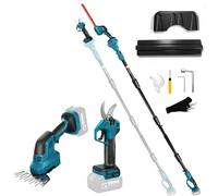 Taille-haie et sécateur électrique sans Fil 5-en-1 avec Manche télescopique Compatible Batterie Makita 18V, Longueur réglable 100-200cm, tête pivotante 0-180°, sécateur électrique pour Jardin