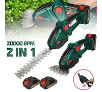 Taille-haie sans fil 2-en-1, cisailles à gazon, kit de taille-arbustes électrique portatif, sécateur rechargeable, désherbeur, tondeuse à gazon, outils de jardin Blue 2 battery