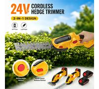 Taille-haie sans fil 2-en-1, coupe-herbe, cisailles à arbustes alimentées par batterie 2000 mAh, légères 750 g pour jardin et pelouse Bleu
