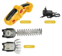 Taille-haie sans fil 2-en-1 - Taille-haie et cisaille à gazon sans fil 24 V - Rechargeable - Avec 1 batterie - Jaune