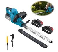 Taille-haie sans fil - 21 V - 2 batteries - Lames double tranchant - Rechargeable - Pour haies, buissons et branches