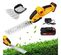 Taille-haie sans Fil, 24V 2 en 1 Cisaille à Main avec Batterie Rechargeable Lithium-ION et Chargeur, Coupe-Herbe électrique pour Jardin et Pelouse