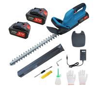 Taille-haie sans fil AIORBER 21 V avec moteur sans balais de 650 W, 2 000 tr/min, longueur de coupe de 52 cm, lames à double action pour arbustes de jardin, bleu