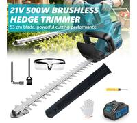 Taille-haie sans fil Bogseth avec batterie 3000 mAh incluse, lame double 48 cm 3000 tr/min, autonomie 40-60 min, verrouillage de sécurité, pas d'assemblage requis, sécateur de jardin avec gants et