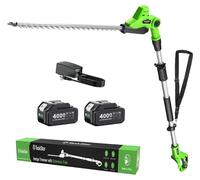 Taille-haie sans fil - Coupe-buissons électrique - Lame double de 50,8 cm - Moteur sans balais - 20 V - 2 batteries de 4 Ah - Prise européenne