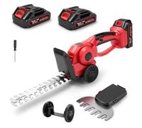 Taille-haie sans fil et taille-haie 2 en 1 - Kit de coupe-bois électrique pratique avec 2 embouts de lames, moteur puissant de 21 V, pour haies, arbustes et bordures de pelouse - Outil de jardin sans