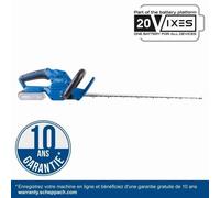 Taille-haie sans fil SCHEPPACH C-HT570-X, 20V 2.0 Ah IXES Batterie + Chargeur, 51 cm Longueur de coupe, Lames découpées au laser