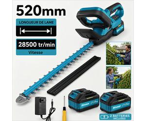 Taille-haie sur batterie 21V | 8000mAh | Moteur 600W brushless - Coupe 52cm pour branches 15mm