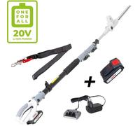 IKRA - Taille-Haie sur Perche Télescopique sans Fil 20V - Portée jusqu'à 4m, Lame 40cm, Tête Orientable 135°, Batterie 55min Li-ION, Léger 3.45kg, Sangle