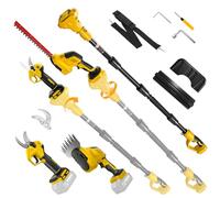 Taille-haie télescopique 6 en 1 pour batteries DeWalt 20 V (sans batterie) | Roadtime Taille-haie à tige pivotante, moteur sans balais pour sécateur d'herbe, coupe-branches pour jardin, arbres, arbustes