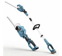 Taille-haie télescopique sans fil 2 en 1 avec entraînement à barre, compatible avec les batteries Maki-TA 18 V, couteau à double lame de 50 cm, barre télescopique, sécateur électrique, pour arbres et