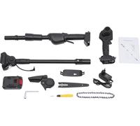 Taille-haie télescopique sans fil, moteur 550 W, vitesse de coupe 10 m/s, rallonge 1,3 m, dispositifs de sécurité, capacité de batterie 1500 mAh
