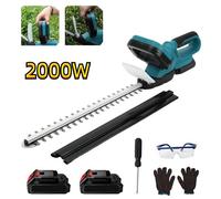 Taille-haies sans fil Machine à haies Taille Haie Electrique 2000W 2 batteries et chargeur inclus largeur coupe 6 5 cm 15000RPM