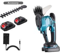 Taille-haies sans fil, moteur sans balai, design léger, avec 2 batteries