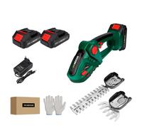 Taille-haies sans fil, système à double lame, tête réglable, charge rapide, 2 batteries