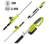 Taille-Haies sur Perche sans Fil téléscopique, DEWINNER Electrique Pole 20V 2.0Ah, avec 1 Batterie Chargeur, Pole d'extension de 2.4M Cutter G