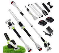 Taille-Haies Télescopique 4-en-1 sur Batterie avec 2 Batteries,Taille-Haie Électrique sans Fil avec 21 V Batterie,pour Haies