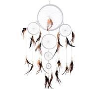 Taille XXL Attrape-rêves Dreamcatcher avec Perles et Vraies Plumes Blanc - Ø 28 cm