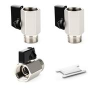 TAILONZ 3Pcs Mini Vanne à Bille 1/4" BSP Mâle x Femelle Laiton Nickelé | Vanne d'arrêt compacte, 90° quart de tour, laiton nickelé, pour eau/air/carburant.
