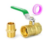 TAILONZ PNEUMATIC 1PCS Kit mini vanne à bille en laiton, 1/2 pouce femelle x femelle avec mamelon Version allongée et épaissie
