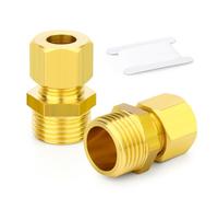 TAILONZ PNEUMATIC 2 Pcs Raccord à compression en laiton, 10mm tube x 1/2" BSP Mâle, Raccord droit, pour tubes en cuivre, plastique et aluminium