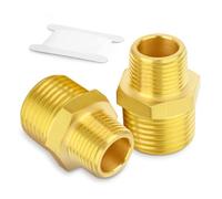 TAILONZ PNEUMATIC 2 Pcs Raccords en Laiton Mamelon Double de Réduction 1/2"x 3/8" BSP Mâle Adaptateur Hexagonal Droit Connecteur Fileté pour Tuyaux d'Eau Air Gaz Carburant