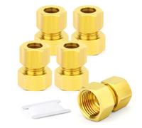 TAILONZ PNEUMATIC 5 Pcs Raccord à compression en laiton, 12mm tube x 3/8" BSP Femelle, Raccord droit, pour tubes en cuivre, plastique et aluminium