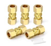 TAILONZ PNEUMATIC 5 Pcs Raccord à compression en laiton, 6mm Raccord droit Union double, Connecteur à double bague pour tubes en cuivre, plastique et aluminium
