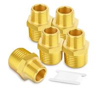 TAILONZ PNEUMATIC 5 Pcs Raccords en Laiton Mamelon Double de Réduction 1/4"x 1/8" BSP Mâle Adaptateur Hexagonal Droit Connecteur Fileté pour Tuyaux d'Eau Air Gaz Carburant