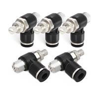 TAILONZ PNEUMATIC 5er Pack SL8-02 Raccord de conduite d'air à emboîter Vanne de régulation de débit d'air 8MM ou 1/4 pouce BSP coude 90 degrés Raccord de vanne de régulation de vitesse d'air