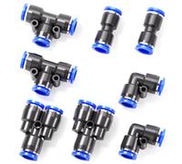 Tailonz Pneumatic Kit de raccords pneumatiques de 9,5 mm de diamètre extérieur - 2 coudes + 2 dents + 2 droites (8 pièces)