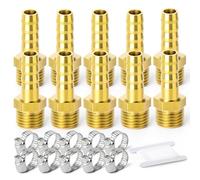TAILONZ PNEUMATIC Raccord cannelé pour tuyau en laiton - Adaptateur cannelé de 10 mm à BSP mâle de 3/8 pouces（Pack de 10）