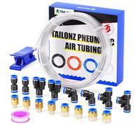 TAILONZ Transparent 8mm DE 5mm DI PU Tuyau Pneumatique & Raccords Kit, 10M | Raccords Rapides Tuyau, Conception Anti-Fuite, Haute Flexibilité, Installation Facile pour Compresseur d'Air Système