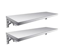 TAIMIKO Etagere Murale INOX Table Murale Rabattable Table Pliante 40cm,2pcs | Table Murale Rabattable Etagère murale Cuisine Commerciale Camion Alimentaire, Restaurant, Garage, buanderie, buanderie,Linge