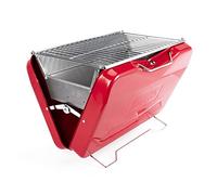 TAINO MOX Barbecue au charbon de bois BBQ Barbecue de valise Barbecue de camping Barbecue au charbon de bois style rétro pliable Griller portable mobile Rouge