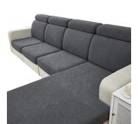 TAIOYHD Housse de Coussin de canapé Housse de canapé en Forme de Feuille | Sangles de fixation élastiques, protection de meubles, housse de canapé de salon(Dark gray,Large Double)