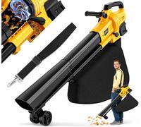 TAIRDA Souffleur à feuilles 3 en 1 compatible avec batterie Dewalt 20 V | Outil uniquement, aspirateur à feuilles avec sac de 40 L, broyeur de feuilles avec mode turbo, pour cour, terrasse, jardin