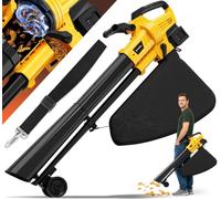 TAIRDA Souffleur à feuilles 3 en 1 compatible avec batterie Dewalt 20 V (sans batterie), broyeur électrique sans fil avec mode turbo, sac de collecte de 40 L pour nettoyage de patio et allée