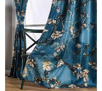 Taisier Home Lot de 2 Rideaux de Style Chinois à imprimé Artistique Bleu de Style Chinois pour Salon, Chambre à Coucher, Rideaux de Traitement de fenêtre à Motif personnalisé - 213 cm de Long