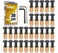 Taiss 30 ensembles de vis M6x25 meubles M6x15 inserts filetés en bois, écroulements, écroulements de tuiles en bois inserts boulons de fixation Connecteurs