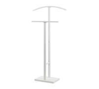 TAISSU - Valet de chambre Mod. ADAK - Couleur Blanc Mat - Avec Penderie Supérieure et Barre pour Pantalons - 52 x 18 x 100 cm - Acier avec Base en Béton - Porte-vêtements