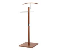 TAISSU - Valet de chambre Mod. VAREN - Finition Chromée et Bois - Avec Porte-Cintres Supérieur et Barre pour Pantalons - 47 x 35 x 111 cm - Acier Inoxydable et Bois - Porte-vêtements