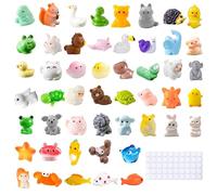 TAIXING 50 Pcs Mini Animaux en Résine, 50 Styles Figurines Miniatures avec Pastilles Adhésives, Décor de Jardin Féérique, Maison de Poupée, Aquarium & Bricolage