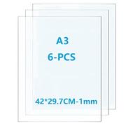 Taiyeestar 6 pièces 290 x 420 x 1 mm Plaque Acrylique Transparente A3, Feuille de Plastique Plaque Transparent pour Remplacement du Verre du Cadre Photo, DIY Projets, Peintures