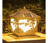 TAIYUESHAN Lampadaire Solaire extérieur pour Villa, Cour, clôture, Paysage, borne Lumineuse en Aluminium avec Base de Montage sur jetée, luminaire d'extérieur étanche IP54 Vintage en Laiton 30 cm